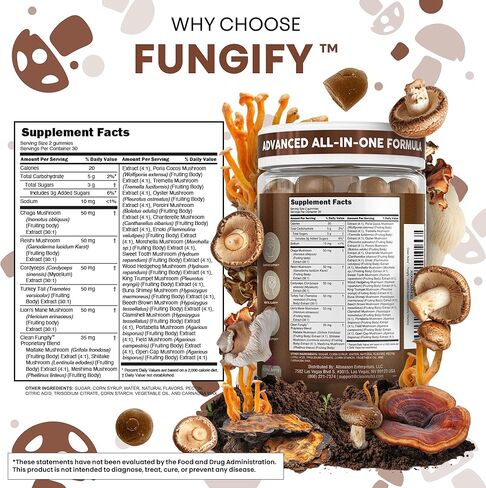 Clean Nutra Lions Mane Mushroom Gummies Cordyceps Supplement for Memory and Focus Immune Support Vitamins Reishi Chaga Turkey Tail Mushrooms Gummy Shiitake Maitake Meshima Supplements in Saudi Arabia