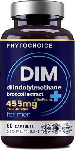 DIM للرجال 350 ملغ عالي الفعالية مع BioPerine® ومستخلص البروكلي - 455 ملغ مركب إجمالي لتوازن الإستروجين وتحسين الهرمونات، مكمل DIM المتقدم للرجال، تركيبة امتصاص نظيفة، 60 كبسولة in Kuwait