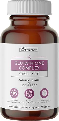 JUST INGREDIENTS Glutathione Complex – 60-Capsule Supplement with Liposomal, S-Acetyl-L-Glutathione & CoreBiome® Tributyrin – Supports Antioxidant Defense, Detoxification & Cellular Health* in Kuwait
