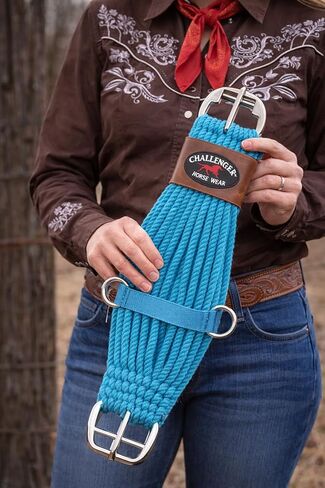 CHALLENGER Horse 22" Western 27 Strand Double Weave Turquoise Mohair Roper Cinch 97RT07TR-22 in Saudi Arabia