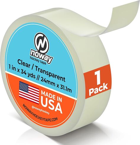 شريط الهوكي الشفاف من Noway - 2.54 سم × 34 ياردة، صنع في الولايات المتحدة الأمريكية، واقي الساق وشريط جورب الهوكي، مقاوم للرطوبة، لاصق قوي، إزالة خالية من البقايا، متعدد الأغراض للهوكي، لاكروس، وكرة القدم in Kuwait