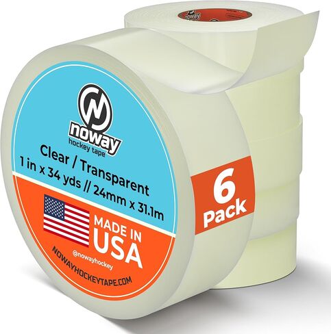 Noway Hockey Clear Hockey Tape – 1" x 34 Yards, Made in USA, Shin Guard and Hockey Sock Tape, Moisture-Resistant, Strong Adhesive, Residue-Free Removal, Multi-Purpose for Hockey, Lacrosse, & Soccer in Saudi Arabia