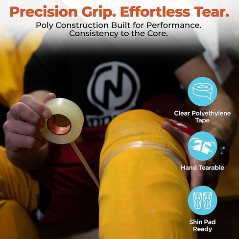 Noway Hockey Clear Hockey Tape – 1" x 34 Yards, Made in USA, Shin Guard and Hockey Sock Tape, Moisture-Resistant, Strong Adhesive, Residue-Free Removal, Multi-Purpose for Hockey, Lacrosse, & Soccer in Saudi Arabia