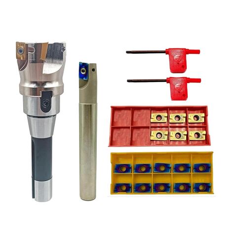 2inch R8-FMB22 Face Mill Arbor with BAP400R 50-22-4T Face Milling Holder Shell Cutter and 10pcs Golden APMT1604 Inserts 3/4in Round Shank Boring Bar with 12pcs Blue APMT1604 Inserts in Kuwait