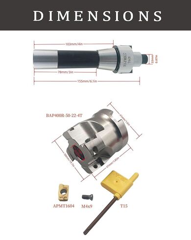 2inch R8-FMB22 Face Mill Arbor with BAP400R 50-22-4T Face Milling Holder Shell Cutter and 10pcs Golden APMT1604 Inserts 3/4in Round Shank Boring Bar with 12pcs Blue APMT1604 Inserts in Kuwait