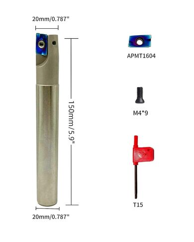 2inch R8-FMB22 Face Mill Arbor with BAP400R 50-22-4T Face Milling Holder Shell Cutter and 10pcs Golden APMT1604 Inserts 3/4in Round Shank Boring Bar with 12pcs Blue APMT1604 Inserts in Kuwait