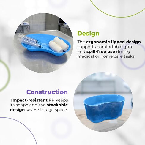 صينية حوض بلاستيكية زرقاء من AMZ Medical Supply، صينية أدوات صغيرة سعة 500 مل مع علامات قياس، وعاء PP متين، حاوية خفيفة الوزن مع حواف مشقوقة لسهولة التعامل، عبوة من 50 قطعة in Saudi Arabia