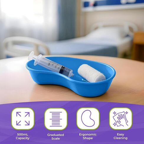 صينية حوض بلاستيكية زرقاء من AMZ Medical Supply، صينية أدوات صغيرة سعة 500 مل مع علامات قياس، وعاء PP متين، حاوية خفيفة الوزن مع حواف مشقوقة لسهولة التعامل، عبوة من 50 قطعة in Saudi Arabia