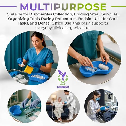 صينية حوض بلاستيكية زرقاء من AMZ Medical Supply، صينية أدوات صغيرة سعة 500 مل مع علامات قياس، وعاء PP متين، حاوية خفيفة الوزن مع حواف مشقوقة لسهولة التعامل، عبوة من 50 قطعة in Saudi Arabia
