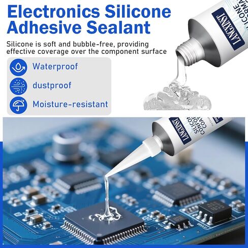 Conformal Coating for Electronics, Silicone Adhesive Sealant Transparent Insulating Sealant, Strong Fluidity Waterproof for Circuit Boards Appliance Control Boards LED Lamps,100ml in Kuwait