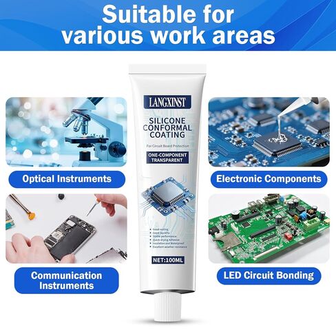 Conformal Coating for Electronics, Silicone Adhesive Sealant Transparent Insulating Sealant, Strong Fluidity Waterproof for Circuit Boards Appliance Control Boards LED Lamps,100ml in Kuwait