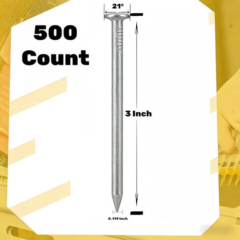 21 Degree Framing Nails 3 In. x .119 Gauge | Full Round Head Smooth Shank High-Strength Painted | Compatible with Metabo Framing Nail Guns | Contractor Grade, 500 Count in Kuwait