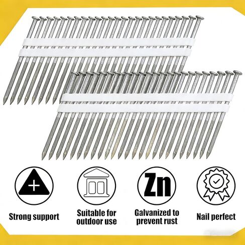 21 Degree Framing Nails 3 In. x .119 Gauge | Full Round Head Smooth Shank High-Strength Painted | Compatible with Metabo Framing Nail Guns | Contractor Grade, 500 Count in Kuwait