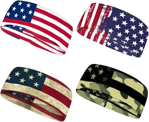 Workout Headbands for Women Men,No-Slip Headbands Stretch Sweatbands,Soft Moisture Wicking Wide Headbands for Sport Yoga Running,4Pcs in Kuwait