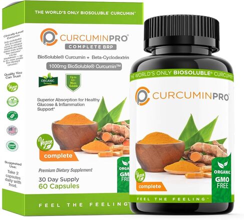 Curcuminpro كاملة - ملحق الكركم امتصاص عالي. كبسولات الكركمين التي تعمل بالبروتين مع الكركمين القابلة للذوبان الحيوي لتحقيق أقصى قدر من الفعالية. ملحق الكركمين الطبيعي (60 عدد) in Saudi Arabia