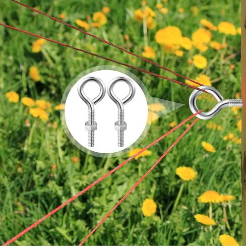 40 Pack Eye Bolts with Nuts 1/4-20 x 2-1/2-Inch Galvanized Steel Eyebolts Eye Hooks Screws for Hanging or Securing Cables Silver DIY Furniture Swing Outdoor Use in Kuwait