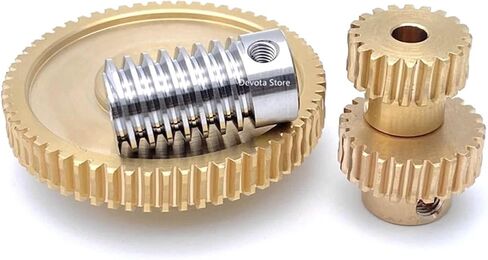 0.8M 304 Stainless Steel Worm Brass Gear Turbine Worm Gear Set 1:20/30/40/50/60 Teeth Industrial Accessories 1set (Color : Worm 5mm, Size : 60 Teeth-8mm) in Kuwait