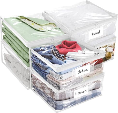 Plastic Storage Bags with Easy-Glide Zipper, Pack of 6, Durable Clear Vinyl Zippered Storage Bags for Clothes Sweaters Comforters Blankets Sheets Bedding (12 x 12 x 3.9 Inch) in Saudi Arabia