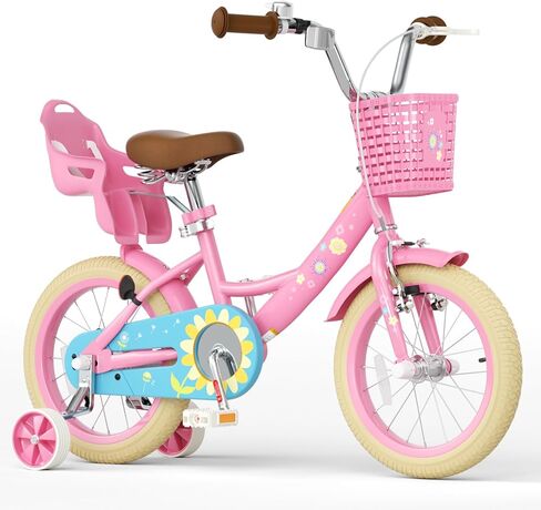 Glaf Toddler Girls Bike for Age 2-9 Years 12 14 16 Inch Girls Bike with Training Wheels and Doll Seat Kids Bike Bicycle with Basket,Adjustable Seat,Bell in Saudi Arabia