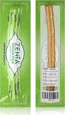 Zenia Sewak Natural Miswak Toothbrush - Vacuum Sealed Natural Flavor Traditional Peelu Toothbrush Stick - for Healthy Gums, Teeth, and Fresher Breath (Pack of 6) in Kuwait