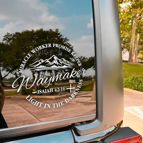 ملصق سيارة Waymaker Miracle Worker Promise Keeper مضحك مسيحي، ديني، جبلي، شارات فينيل مقاومة للماء مقاس 8 بوصات لنافذة الشاحنات، ملحقات السيارة وهدايا للأم والأب in Kuwait