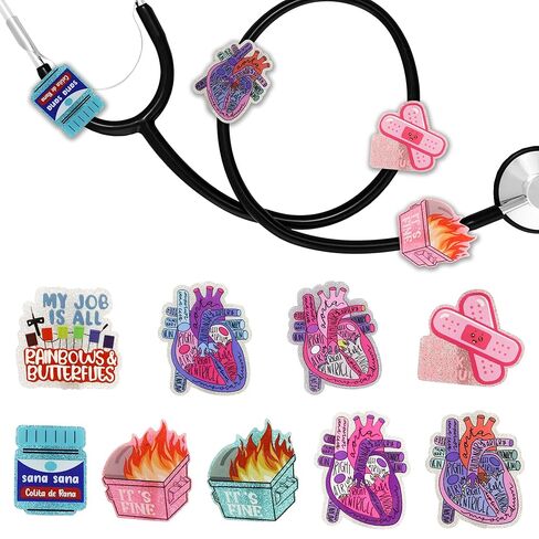 9 قطع من سحر سماعة الطبيب، إكسسوارات سماعة الطبيب للممرضات، سحر سماعة الطبيب الشخصية، زخارف سحرية فريدة من نوعها، علامة سماعة الطبيب، ملحقات سماعة الطبيب المتوافقة in Kuwait