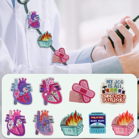 9 قطع من سحر سماعة الطبيب، إكسسوارات سماعة الطبيب للممرضات، سحر سماعة الطبيب الشخصية، زخارف سحرية فريدة من نوعها، علامة سماعة الطبيب، ملحقات سماعة الطبيب المتوافقة in Kuwait