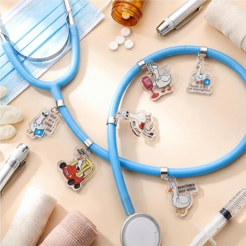 6 قطع من العلامات الساحرة لسماعة الطبيب الإوزة السخيفة للممرضة اللطيفة الطبية البلاستيكية ملحقات ديكور السماعة الطبية القابلة للتعديل، علامات مضحكة هدية لتخرج طبيب الأطفال والتمريض in Saudi Arabia