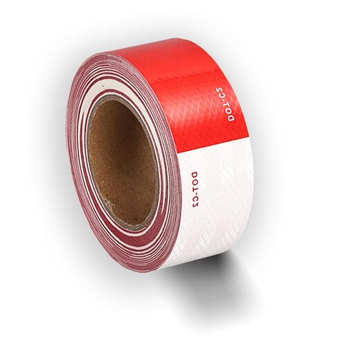 DOT-C2 شريط عاكس 2 بوصة × 50 قدم أحمر أبيض شريط عاكس في الهواء الطلق مقاوم للماء واضح لاصق قوي عاكس شريط تحذير شريط أمان للمركبات والمقطورات والقوارب علامات in Kuwait
