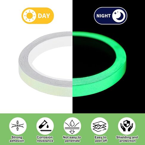 TIESOME Neon Reflective Tape 0.4In x 26 Feet, Safety Warning Glow in The Dark Tape High Viscosity Waterproof Durable Lasting Outdoor DOT Auto Stickers for Bikes Trailers Trucks(Fluorescent) in Saudi Arabia