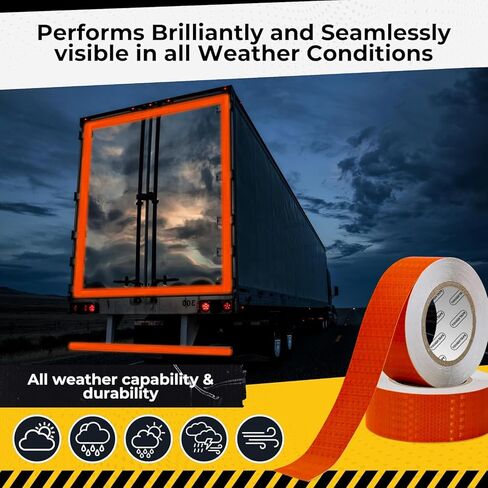 شريط عاكس للسلامة DOT C2 مقاس 2 بوصة × 100 قدم - شريط واضح مقاوم للماء في الهواء الطلق - شريط عاكس أحمر للمقطورات والمركبات والقوارب - أمان عاكس قوي لعلامات التحذير التحذيرية in Kuwait
