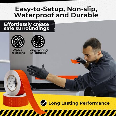 شريط عاكس للسلامة DOT C2 مقاس 2 بوصة × 100 قدم - شريط واضح مقاوم للماء في الهواء الطلق - شريط عاكس أحمر للمقطورات والمركبات والقوارب - أمان عاكس قوي لعلامات التحذير التحذيرية in Kuwait