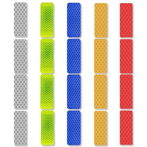 20 Pack Reflective Stickers, Waterproof Reflective Tape for Car, Bike, Helmet, Mailbox, Trailer - High Visibility Safety Strips for Trucks, Motorcycles, Luggage, Outdoor Gear (1.18 x 3.15 Inch Random） in Saudi Arabia