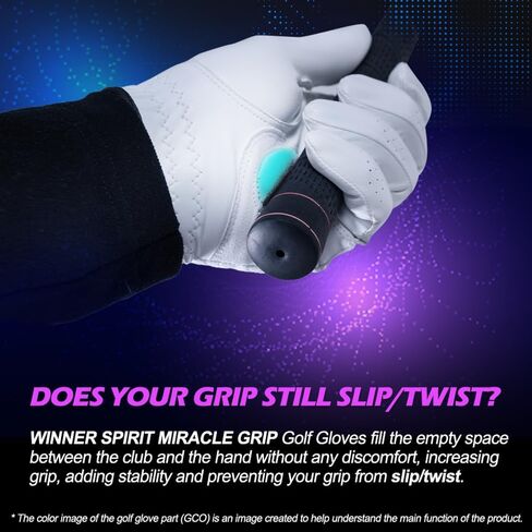قفاز جولف WINNER SPIRIT Miracle Grip من النوع الناعم للتدريب بقبضة ثابتة ثابتة مع جلد Cabretta in Kuwait