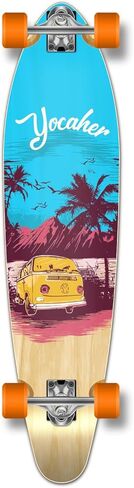 Yocaher Longboard Skateboard Complete Kicktail Cruiser 40" x 10" w/Premium Black Grip Tape, Heavy Duty Aluminum Alloy Truck, 71mm Longboard Wheels (Complete - Kicktail - Blue N' Red) in Saudi Arabia