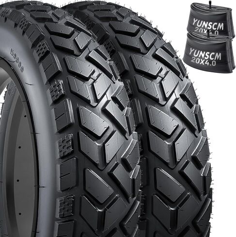 YUNSCM 2-PCS 20" Heavy Duty Fat E-Bike Tires 20x4.0/102-406 Compatible with Electric Bike 20 x 4.0 20X4 All-Terrain Directional Tread Bicycle Tires (Y-1278) in Saudi Arabia