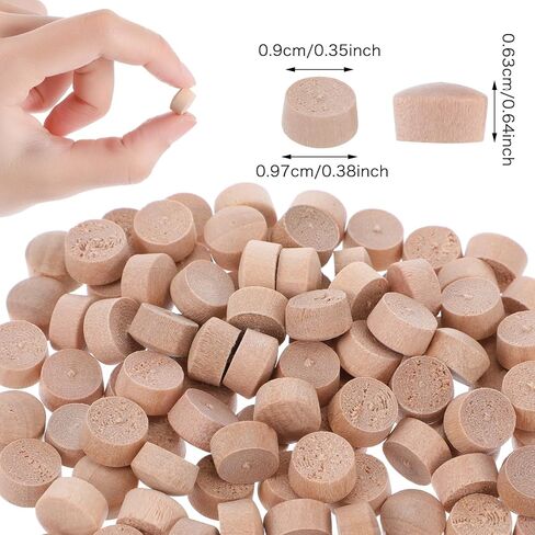 100 PCS Flat Head Wooden Screw Hole Plugs, 3/8 Inch Wood Caps for Screw Holes, Wood Plugs for Furniture, Seamless Finish for Woodworking Projects in Saudi Arabia