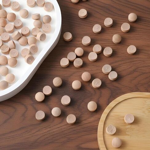 100 PCS Flat Head Wooden Screw Hole Plugs, 3/8 Inch Wood Caps for Screw Holes, Wood Plugs for Furniture, Seamless Finish for Woodworking Projects in Saudi Arabia