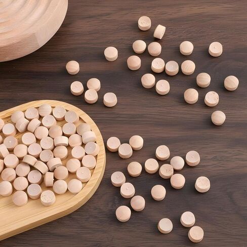 100 PCS Flat Head Wooden Screw Hole Plugs, 3/8 Inch Wood Caps for Screw Holes, Wood Plugs for Furniture, Seamless Finish for Woodworking Projects in Saudi Arabia