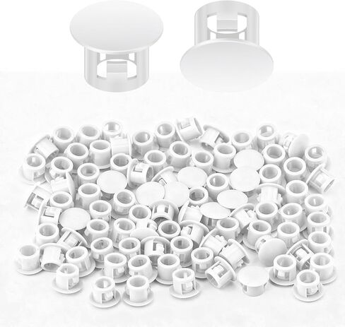100 قطعة فتحة مقابس بلاستيكية مقاس 1/4 بوصة، أغطية تزيين فتحة الخزانة، مقابس بلاستيكية بيضاء لفتحات الأثاث المستديرة in Kuwait