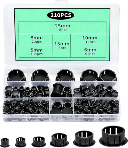 210 PcsScrew Hole Plugs, White Screw Caps, Plastic Caps, Nylon Plastic Hole Plugs for Round Holes, Flush Type Panel Knockout Locking Screw Covers for Furniture Cabinet End Plug(White) in Kuwait
