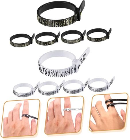 Angoily 10Pcs Finger Gauge Measuring Tools Accurate Ring Sizer Measurer for Jewelry Durable Reusable for Home DIY Professional Use in Saudi Arabia