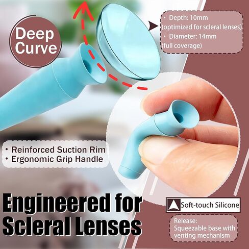 3Pack Scleral Lens Suction Cup Remover Tool, Contact Lens Applicator Extra-Large 10mm Depth with Travel Case One-Piece Silicone Lens Removal Lens Inserter (Only for 14-17mm Hard Lens/Prosthetic Eyes) in Kuwait
