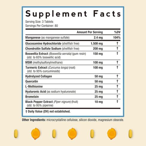 وصفات الطبيب الجلوكوزامين كوندرويتين MSM الكركم كيرسيتين، ملحق دعم الحركة للرجال والنساء، مع الفلفل الأسود لامتصاص عالي، والتنقل والمرونة، بدون محار، 240 قرصًا in Kuwait