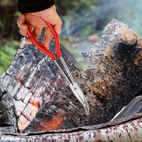 Luxshiny Red 11-inch Laboratory Crucible Tongs 90-degree Clamp for Melting Furnace, Long Metal Crucible Beaker Holder with Heat-resistant Handle for Gold Smelting and Casting in Kuwait