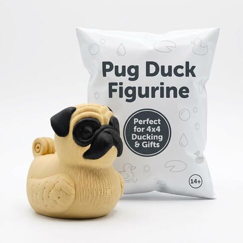 Pug Duck Figurine for Car Dashboard - Collectible Ducking Gift for Jeep & Vehicle Owners - Hide & Seek Cruise Duck - Unique Rubber Duck Alternative - Funny Dog Duck Décor - 3D Printed in Canada in Kuwait