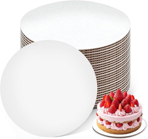 ألواح كيك مستديرة مقاس 10 بوصة، قاعدة من الورق المقوى رفيعة ومتينة ودوائر من الورق المقوى مقاومة للزيت ومقاومة للماء من أجل صناعة الكعك والحلويات والحرف اليدوية لمهرجانات أعياد الميلاد وحفلات الزفاف (50 قطعة) in Kuwait