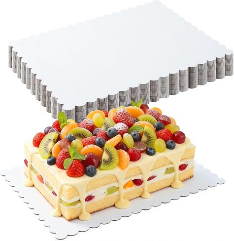 12PCS Cake Board Rectangle, 10x13 Inch Sheet Cake Board, Greaseproof Rectangular Cake Boards, Disposable Cardboard Cake Bases for Cupcakes Desserts Pizzas Crafts Display, White in Kuwait