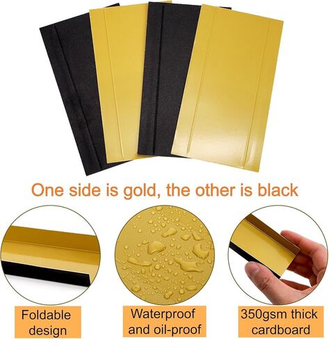 DEAYOU 500 Pcs Mini Cake Boards Rectangular, 5 × 2.8 Inch Foldable Paper Cardboard Dessert Plates, Greaseproof Mousse Cupcake Bases for Pastry Display, Baking, Party, Wedding, Gold and Black in Saudi Arabia