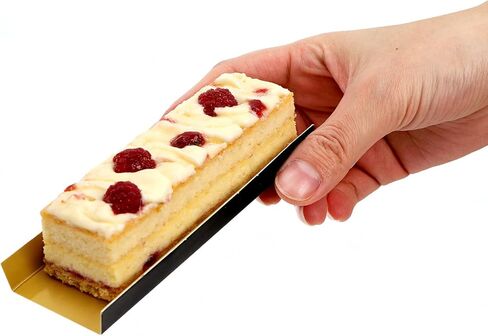 DEAYOU 500 Pcs Mini Cake Boards Rectangular, 5 × 2.8 Inch Foldable Paper Cardboard Dessert Plates, Greaseproof Mousse Cupcake Bases for Pastry Display, Baking, Party, Wedding, Gold and Black in Saudi Arabia